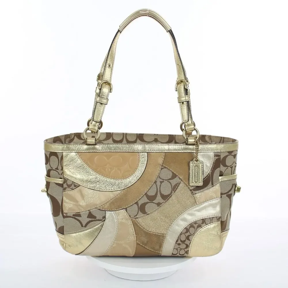 Coach Vintage Gold Metallic Patchwork Tote Bag